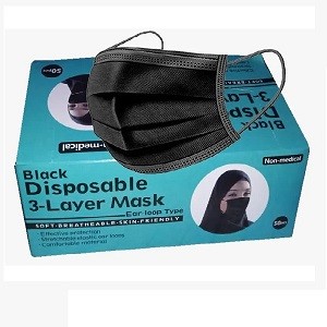 Black Disposable Face Masks – 50Pcs